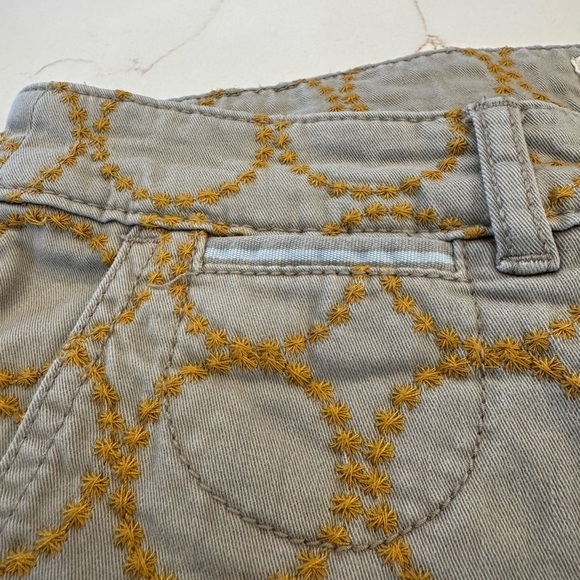 Anthropologie Chino Khaki and Gold Embroided Circle Ankle Pant / 27 / Relaxed - Picture 12 of 12